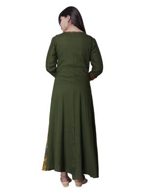 Green printed cotton kurti 3