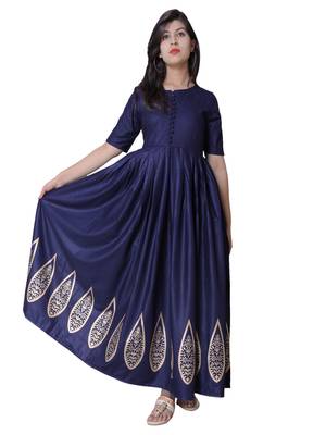 Blue printed cotton kurti 1