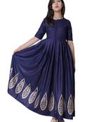 Blue printed cotton kurti