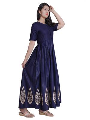 Blue printed cotton kurti 2