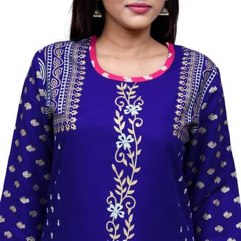 Blue printed cotton kurti 3