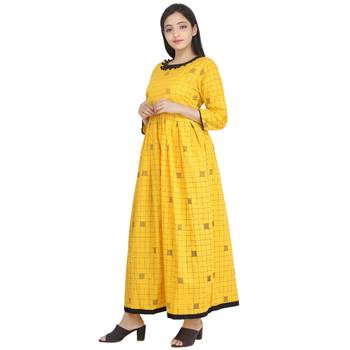 Yellow block print cotton kurti 2
