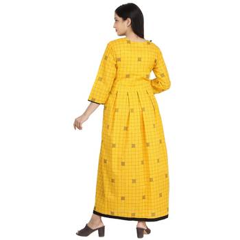 Yellow block print cotton kurti 3