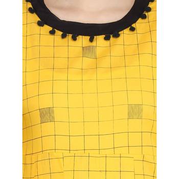 Yellow block print cotton kurti 4