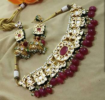 Runjhun semi precious beads ruby Necklace Sets 1