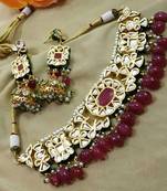 Runjhun semi precious beads ruby Necklace Sets
