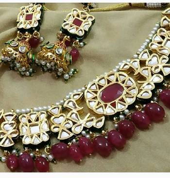 Runjhun semi precious beads ruby Necklace Sets 2