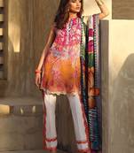 FARAZ MANAN Multicolour Lawn embroidered unstitched Pakistani Suit