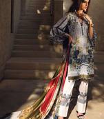 FARAZ MANAN Multicolour Lawn embroidered unstitched Pakistani Suit