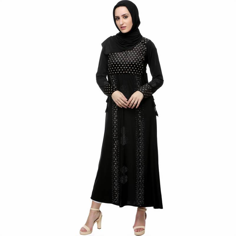 Black plain viscose abaya with hijab