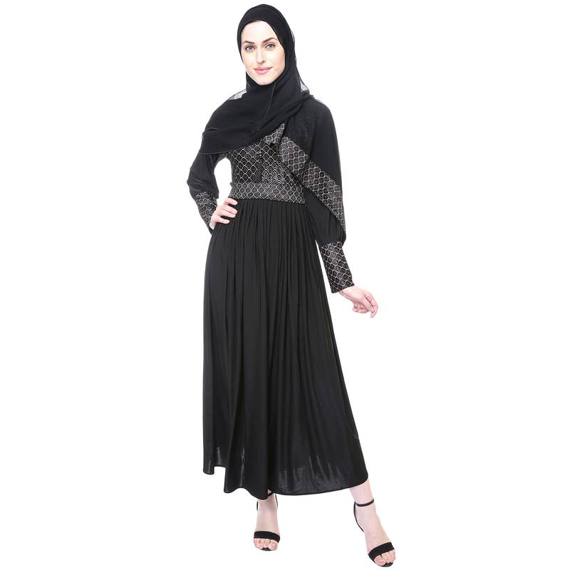 Black plain viscose abaya with hijab