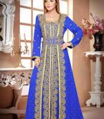 Blue embroidered georgette islamic kaftan