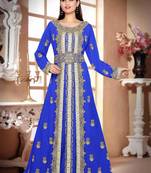 Blue embroidered georgette islamic kaftan
