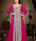 Magenta embroidered georgette islamic kaftan