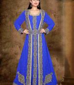 Blue embroidered georgette islamic kaftan