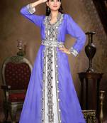 Blue embroidered georgette islamic kaftan