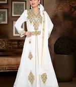 White embroidered georgette islamic kaftan