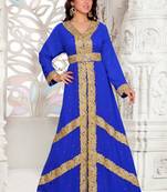 Blue embroidered georgette islamic kaftan