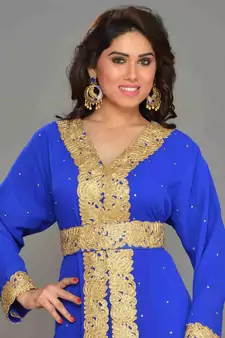 Blue embroidered georgette islamic kaftan