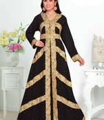 Black embroidered georgette islamic kaftan