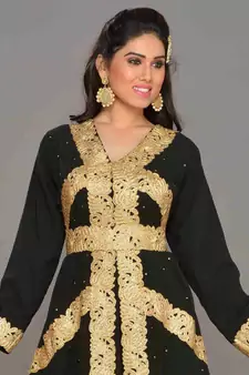 Black embroidered georgette islamic kaftan