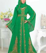 Green embroidered georgette islamic kaftan