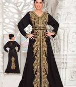 Black embroidered georgette islamic kaftans With Sun-proof hijab
