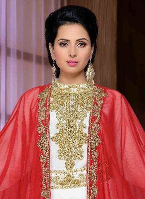 Maroon embroidered georgette islamic kaftan 2