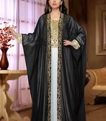 Black embroidered georgette islamic kaftan