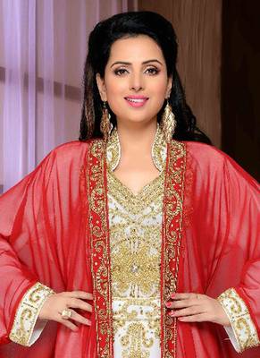 Maroon embroidered georgette islamic kaftan 2