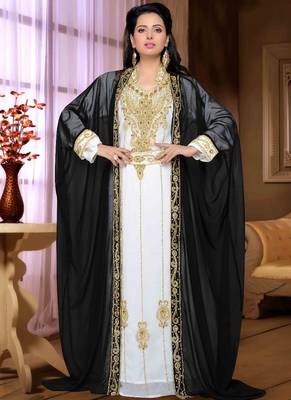 Black embroidered georgette islamic kaftan 1