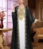 Black embroidered georgette islamic kaftan