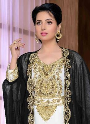 Black embroidered georgette islamic kaftan 2