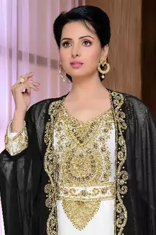 Black embroidered georgette islamic kaftan