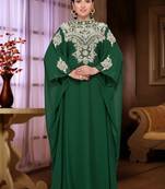 Green embroidered georgette islamic kaftan
