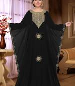 Black embroidered georgette islamic kaftan