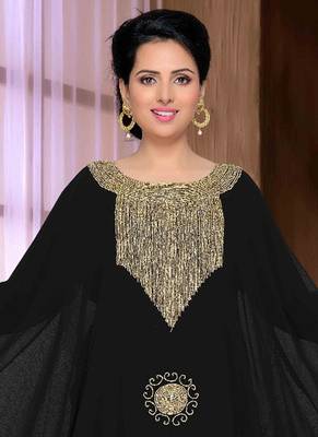 Black embroidered georgette islamic kaftan 2