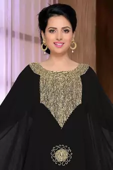 Black embroidered georgette islamic kaftan