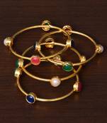 Multi-colored Stone Embellished Two Pairs of Bangles for Women