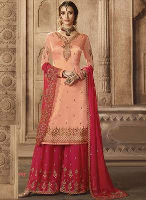 Peach thread georgette sharara suits 1