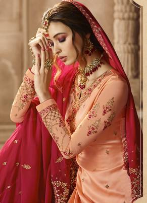 Peach thread georgette sharara suits 2