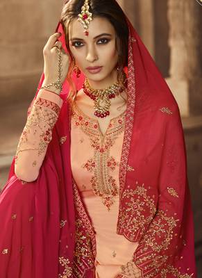 Peach thread georgette sharara suits 4