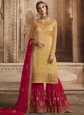 Yellow thread georgette sharara suits 1