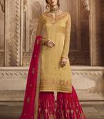 Yellow thread georgette sharara suits