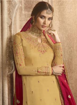 Yellow thread georgette sharara suits 4