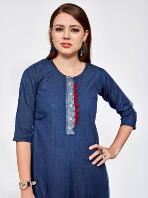Blue plain cotton kurti 4