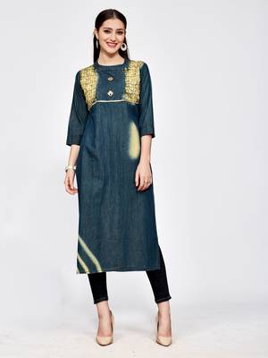 Green plain cotton kurti 1