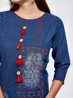 Green plain cotton kurti 5