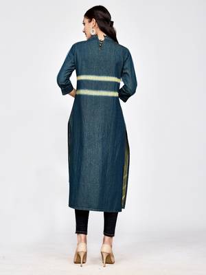 Green plain cotton kurti 2