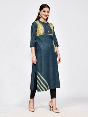 Green plain cotton kurti 3
